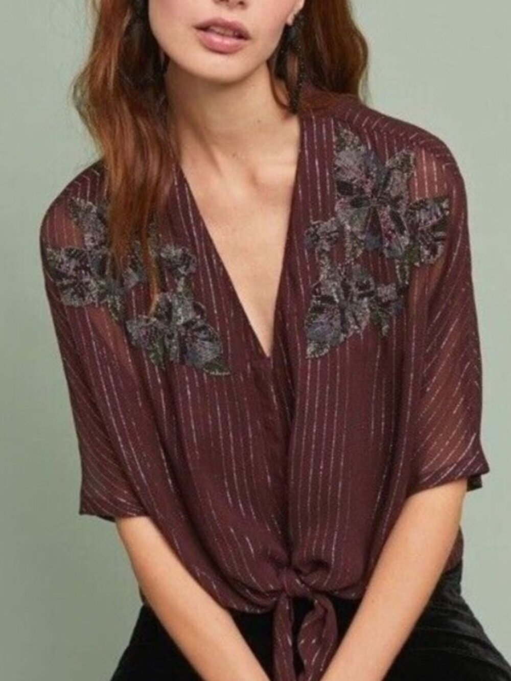 Anthropologie Ranna Gill Cassel Petite Embellished Top NWT - size medium petite